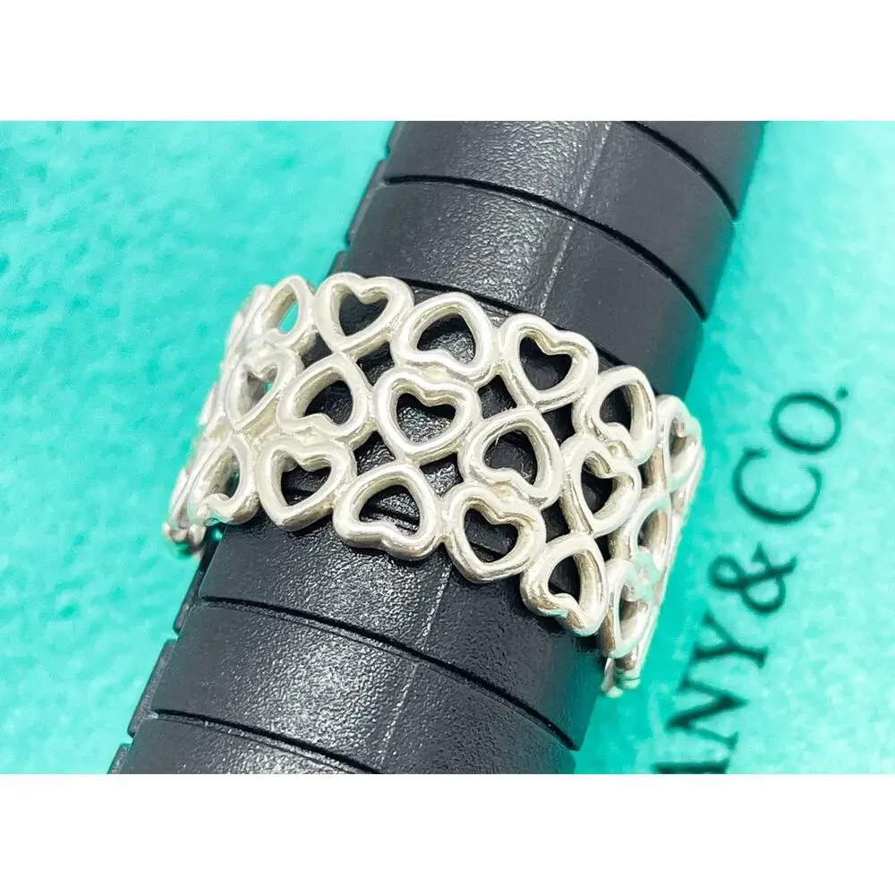 Tiffany & Co. Paloma Picasso Crown of Hearts Wide Ring Sterling Silver Size 7